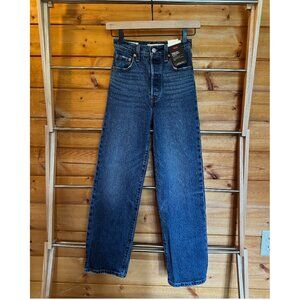Women's Levi's Ribcage Straight Ankle Jeans - Dark Indigo - Dark Wash - 23X27